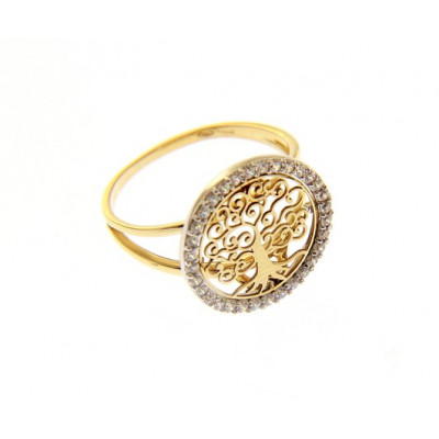 Anello albero della vita in oro giallo e bianco