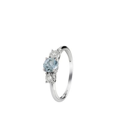 Anello Stephanie Diamanti e Acquamarina