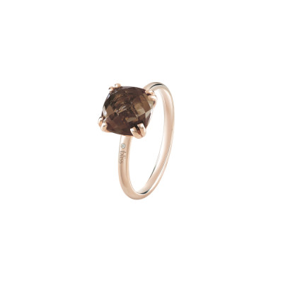 Anello Joy Candy in oro rosa con diamante e quarzo fumé 