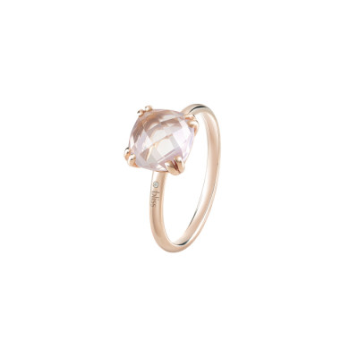 Anello Joy Candy in oro rosa con diamante e quarzo rosa