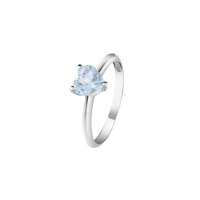 Anello Stephanie in oro bianco e acquamarina taglio cuore
