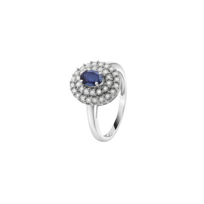 Anello Regal in oro bianco con diamanti e zaffiri