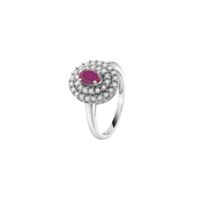 Anello Regal in oro bianco con diamanti e rubini