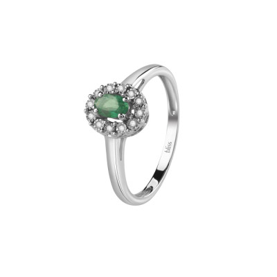 Anello Regal in oro bianco con diamanti e smeraldo