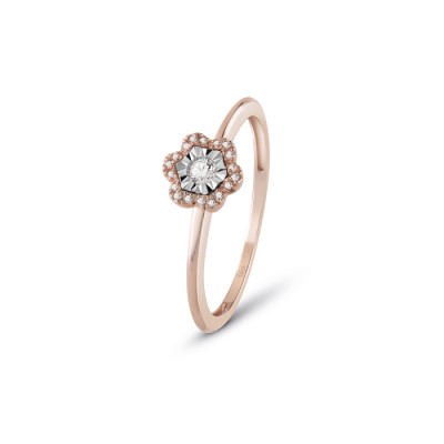 Anello Rugiada in oro rosa con diamanti
