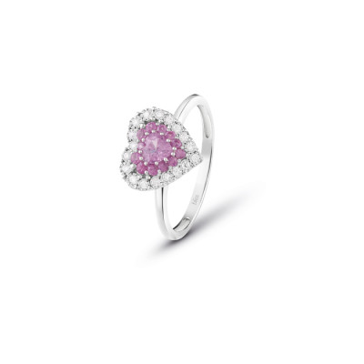 Anello Prestige brillanti e zaffiri rosa