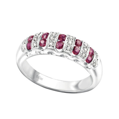Anello Cabaret Oro Bianco Diamanti e Rubini