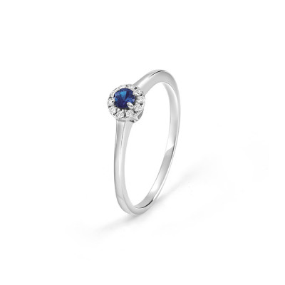 Anello Dream in oro bianco, diamanti e zaffiro