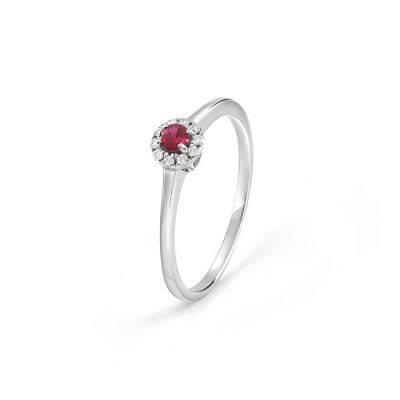 Anello Dream in oro bianco, diamanti e rubino