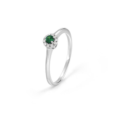 Anello Dream in oro bianco, diamanti e smeraldo