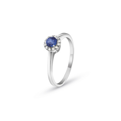 Anello Dream in oro bianco, diamanti e zaffiro