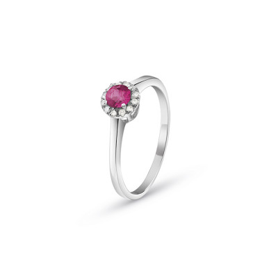 Anello Dream in oro bianco, diamanti e rubino