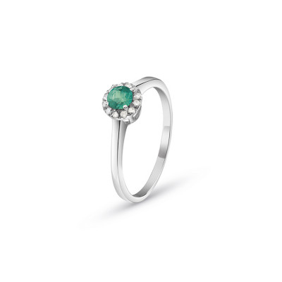 Anello Dream in oro bianco, diamanti e smeraldo