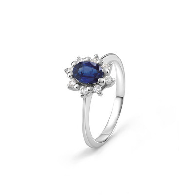 Anello Dream in Oro Bianco, diamanti e zaffiro