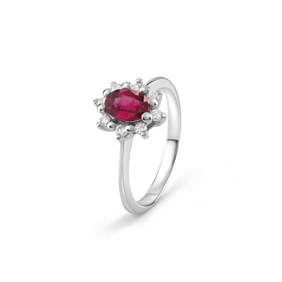 Anello Dream in Oro Bianco, diamanti e rubino