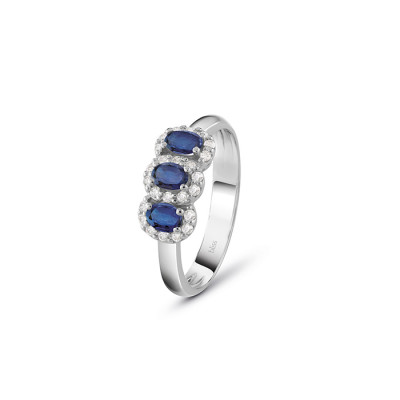 Anello Dream in Oro Bianco, diamanti e zaffiri