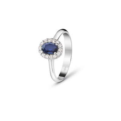 Anello Dream in Oro Bianco, diamanti e zaffiro