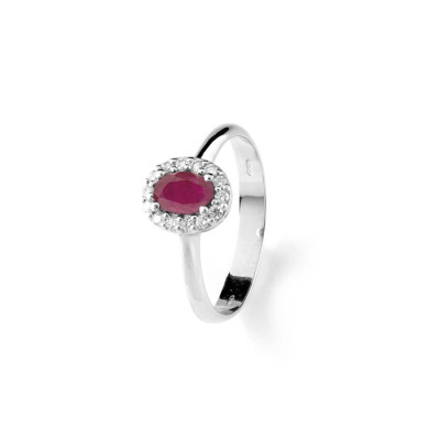 Anello Dream in oro bianco, diamanti e rubino