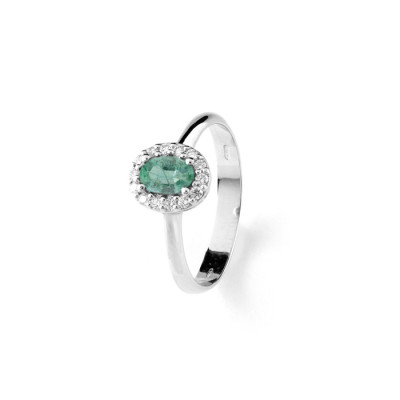 Anello Dream in oro bianco, diamanti e smeraldo