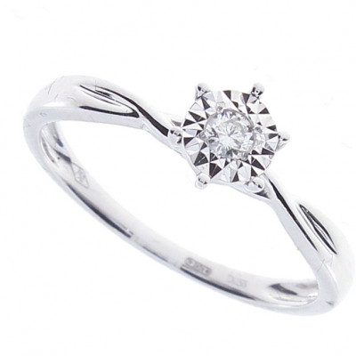 Solitario Rugiada in oro bianco con diamante ct 0,07 G
