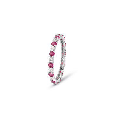 Anello Rugiada Rubini Diamanti
