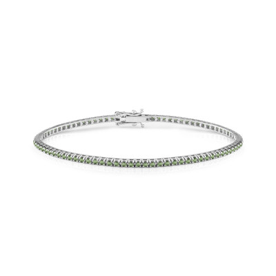 Bracciale Tennis oro bianco e tsavoriti
