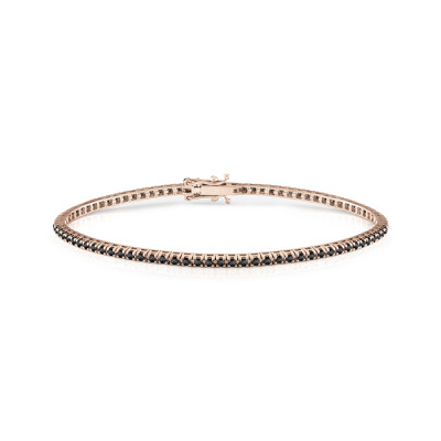Bracciale Tennis oro rosa e diamanti neri