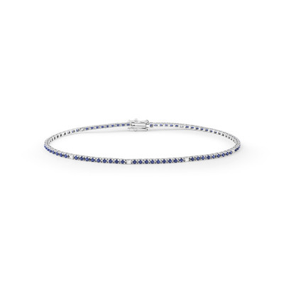 Bracciale Marron Glace tennis in oro bianco con zaffiri e diamanti
