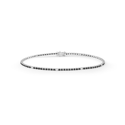 Bracciale Marron Glace tennis in oro bianco e diamanti neri e bianchi 0,8 ct. G Si