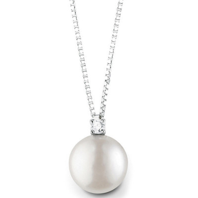 Collana con diamanti e perla 0,01 carati 