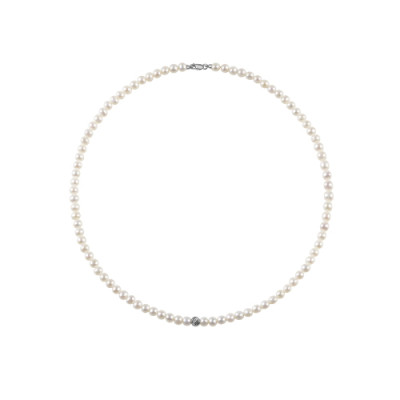 Collana Paradise oro bianco con perle e sfera in oro bianco