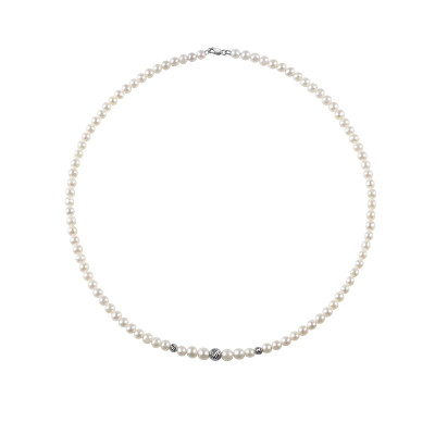 Collana Paradise oro bianco con perle e sfera in oro bianco 