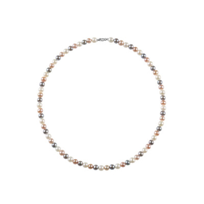 Collana Paradise oro bianco e perle multicolor 