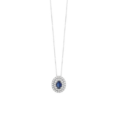 Collierino Regal in oro bianco con diamanti e zaffiro