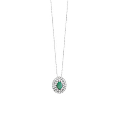 Collana Regal in oro bianco con diamanti e smeraldo