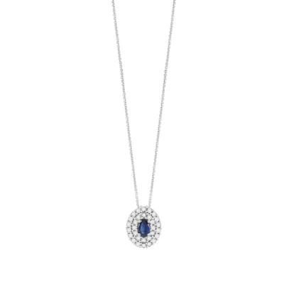 Collierino Regal in oro bianco con diamanti e zaffiro