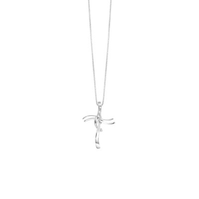 Collana Croce oro bianco e diamanti