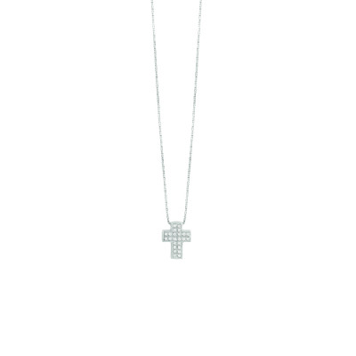 Collana Croce oro bianco e diamanti