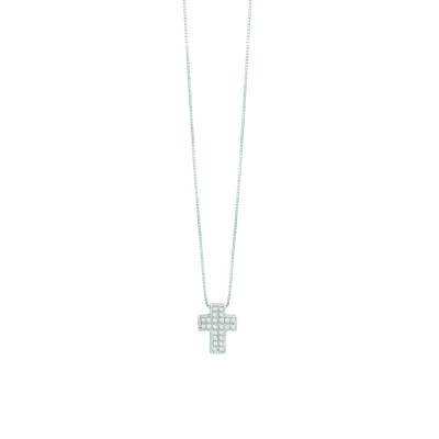 Collana Croce oro bianco e diamanti