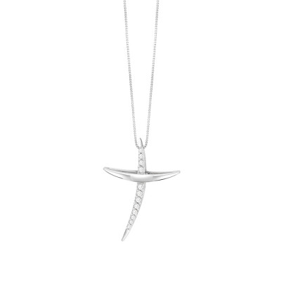 Collana Croce oro bianco e diamanti