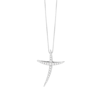 Collana Croce oro bianco e diamanti