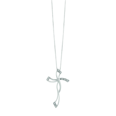 Collana Croce oro bianco e diamanti