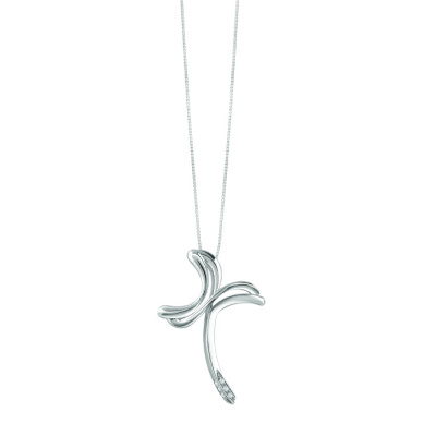 Collana Croce oro bianco e diamanti