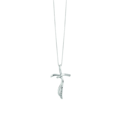 Collana Croce oro bianco e diamanti