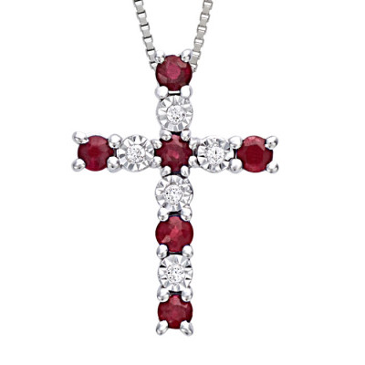 Collana Jasmine Oro Bianco Diamanti e Rubini