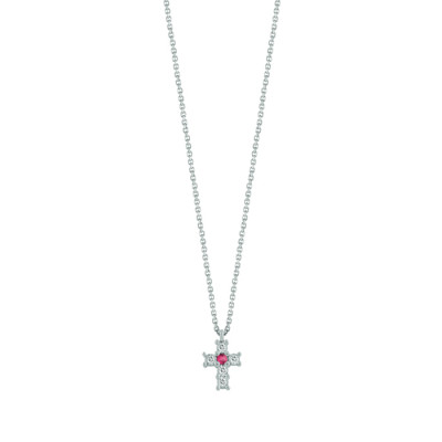 Collana Jasmine oro bianco, diamanti e rubino