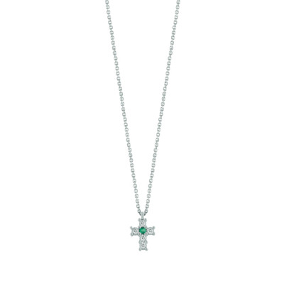 Collana Jasmine oro bianco, diamanti e smeraldo