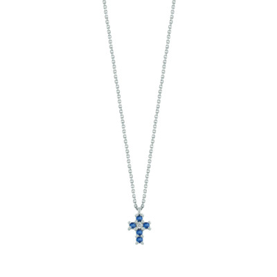 Collana Jasmine oro bianco, diamanti e zaffiri
