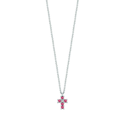 Collana Jasmine oro bianco, diamanti e rubini