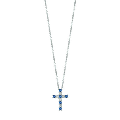 Collierino Jasmine Oro Bianco Diamanti e Zaffiri